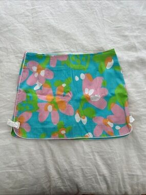 Lilly Pulitzer Turquoise Pink Green Floral Mini Skirt